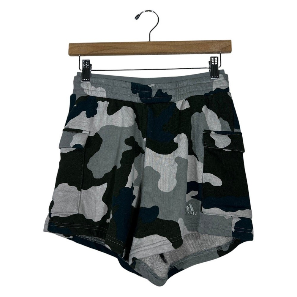 Adidas Camo Cargo French Terry Shorts Grey Black Camouflage Utility Size S